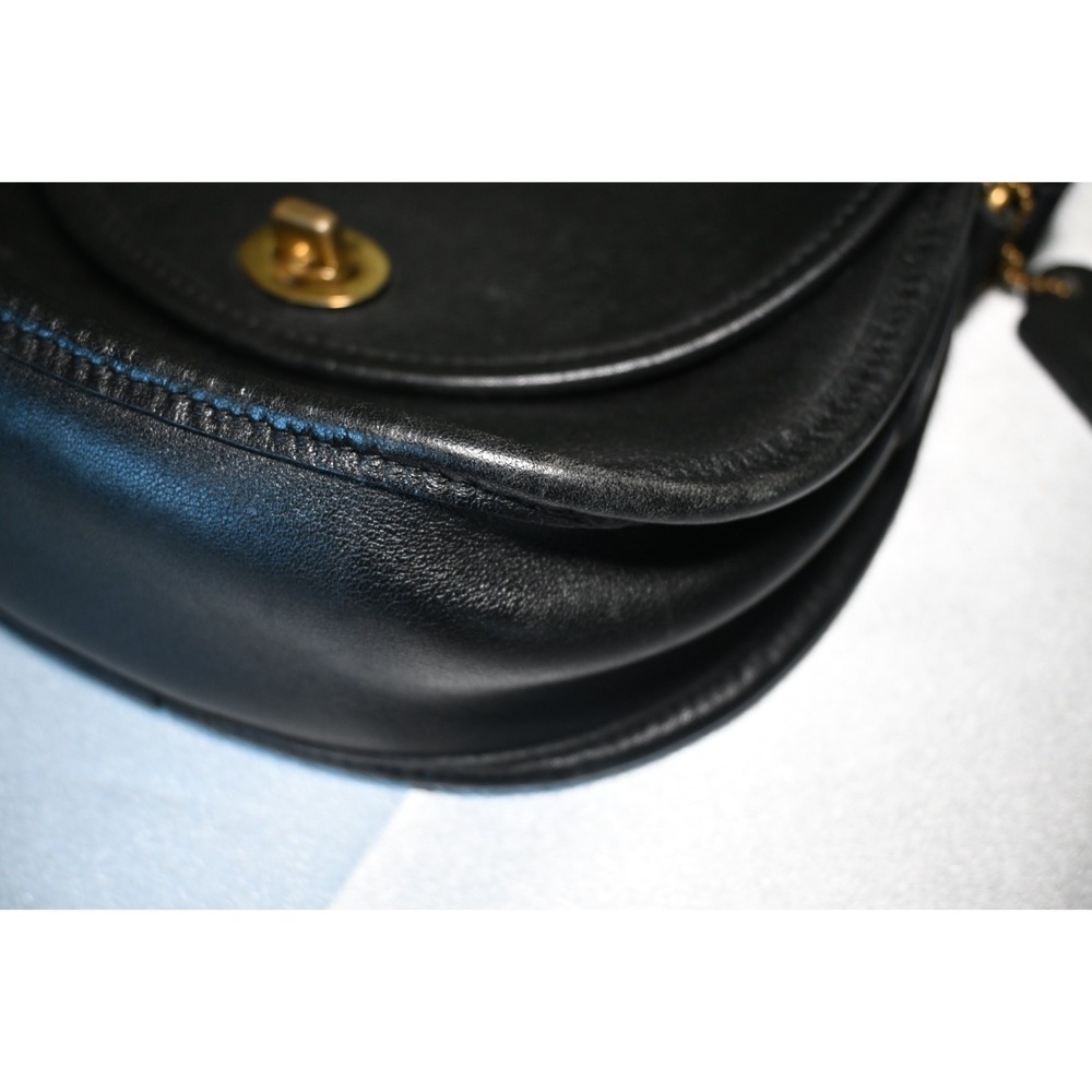 Vintage Coach Black Leather Crossbody Bag Turn Lock Flap USA 9981 - Picture 6 of 16